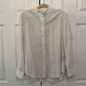 Jenni Kayne Darcy Shirt Button Down, White with Black Pin Stripes, size Large